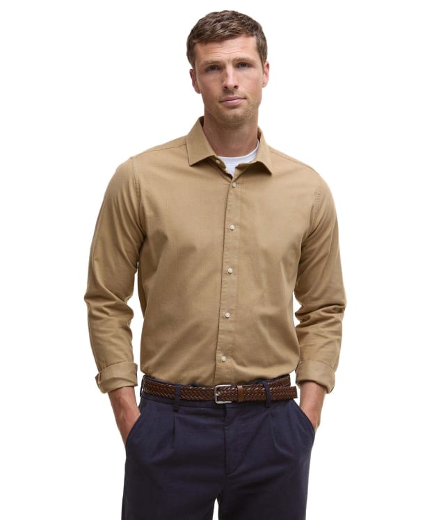 Men's Barbour Runnymede Tailored Micro Cord Shirt - Stone