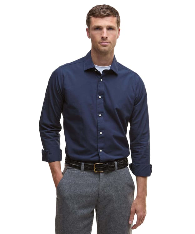 Men's Barbour Throckley Pin Point Oxford Tailored Shirt - Navy