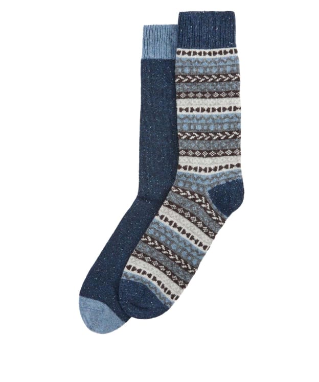 Men's Barbour Fair Isle Socks - 2 Pack - Midnight Oak Mix