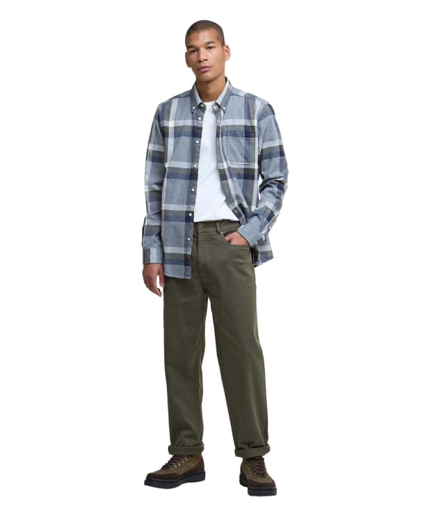 Men's Barbour Washed Stretch Twill Regular Fit Trouser - Forest
