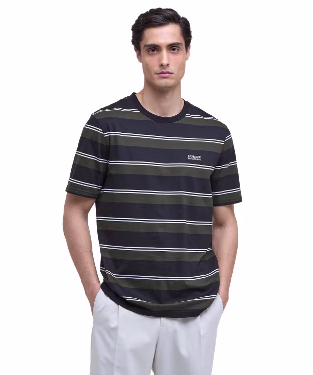 Men's Barbour International Bruce Striped T-Shirt - Black
