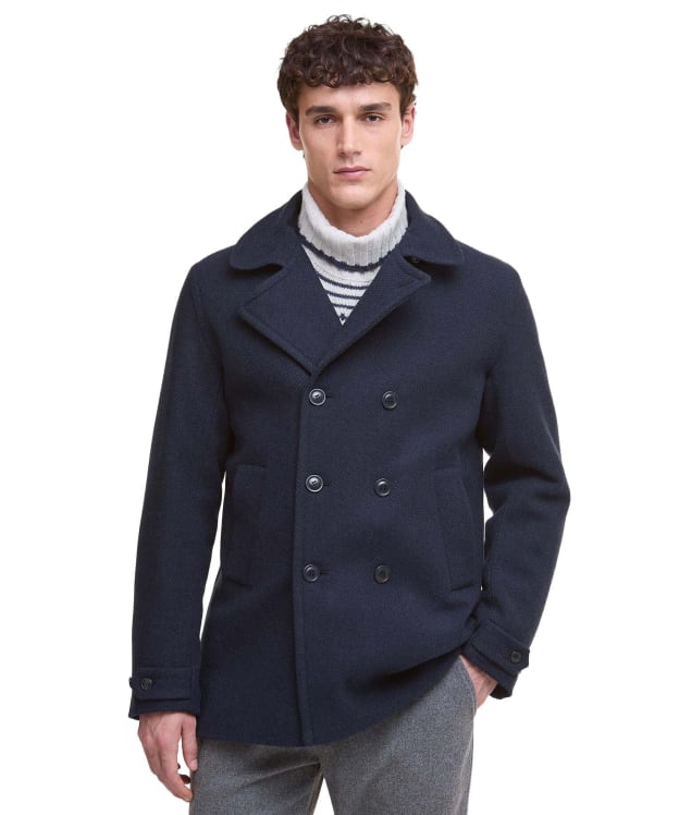 Men's Barbour Newfield Wool Pea Coat - Navy / Classic