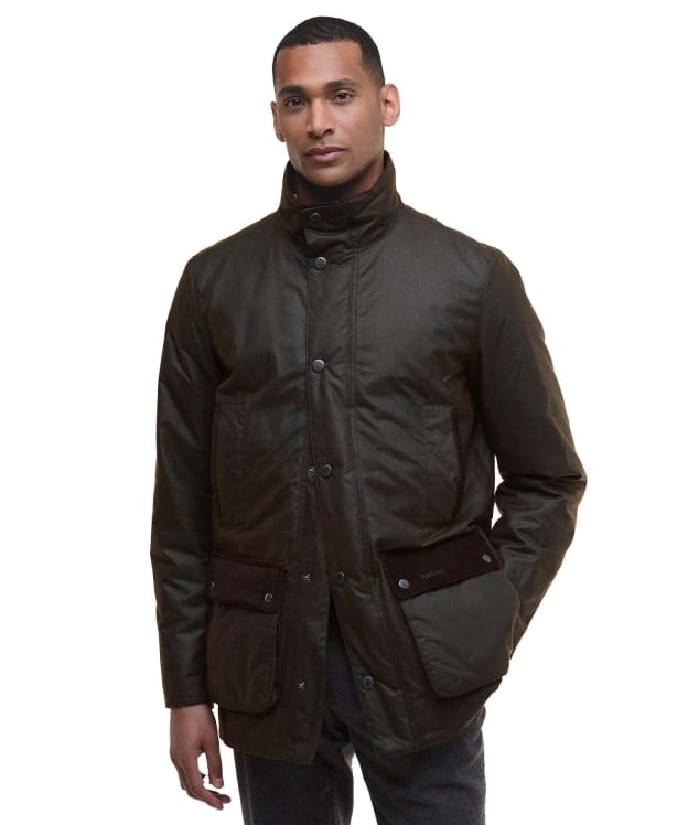 Men's Barbour Modern Border Waxed Jacket - Dark Brown