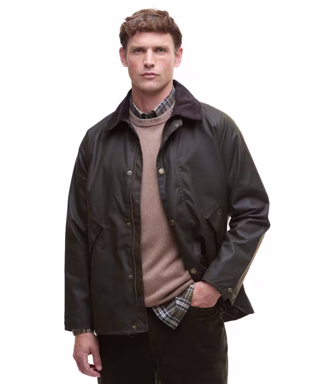 Men's Barbour Harker Waxed Jacket - Olive