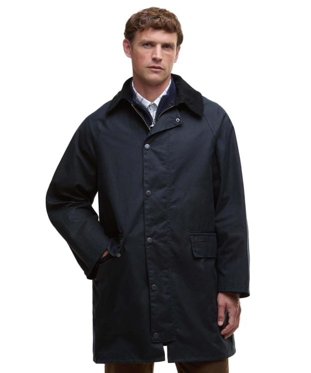 Men's Barbour Country Waxed Mac Jacket - Navy