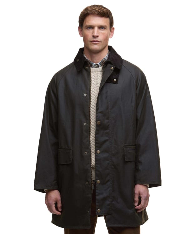 Men's Barbour Country Waxed Mac Jacket - Olive