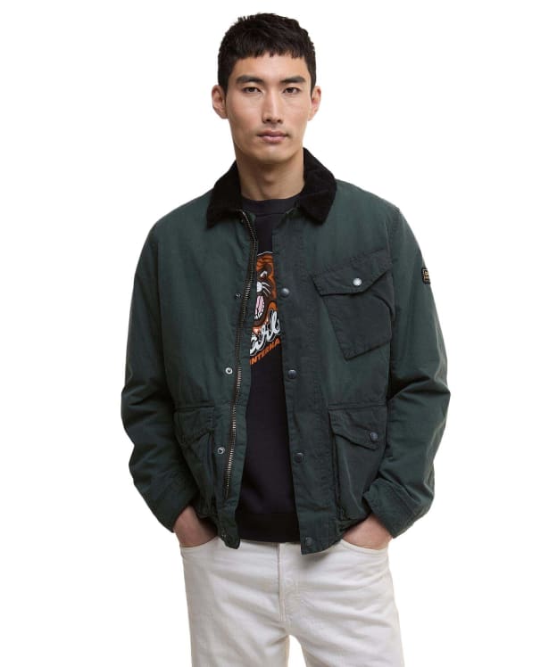Men's Barbour International Drifter Washed Waxed Jacket - Sage