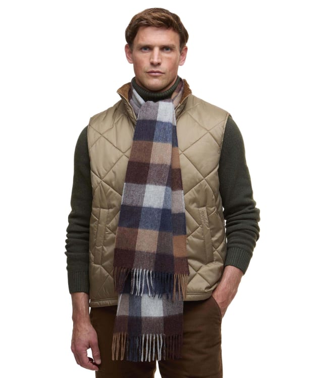 Barbour Large Tattersall Lambswool Scarf - Midnight Oak