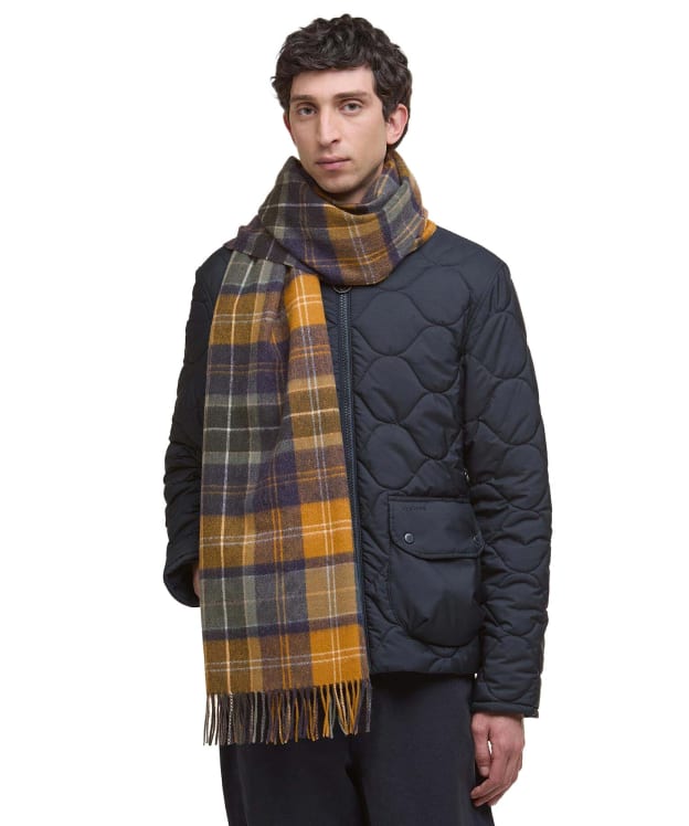 Barbour Brack Patchwork Tartan Scarf - Forest / Bronze Brown