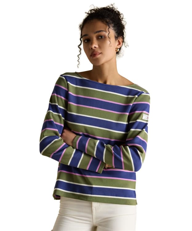 Women's Joules Harbour Top - Green Multi Check
