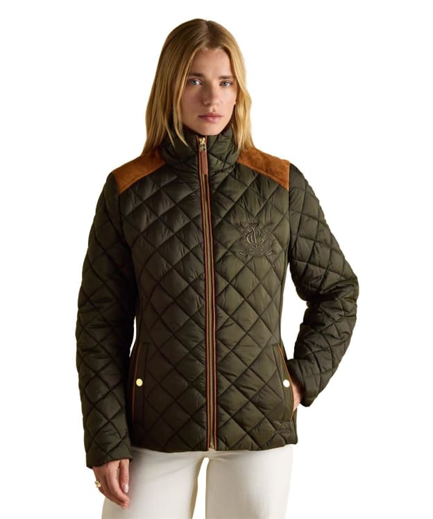 Women's Joules Braemar Luxe Showerproof Quilted Jacket - Heritage Green