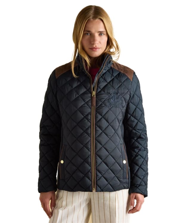 Women's Joules Braemar Luxe Showerproof Quilted Jacket - Navy