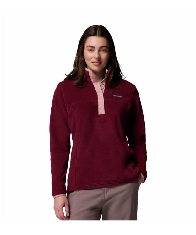 Women's Columbia Benton Springs Half Snap Pull Over II Fleece - Rich Wine / Eraser Pink