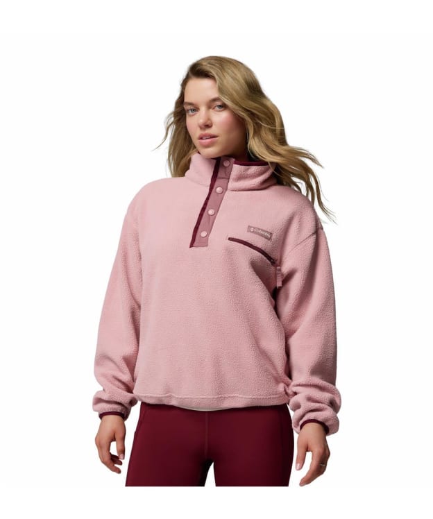 Women's Columbia Helvetia™ II Cropped Half Snap Fleece - Eraser Pink / Fig / Rich Wine