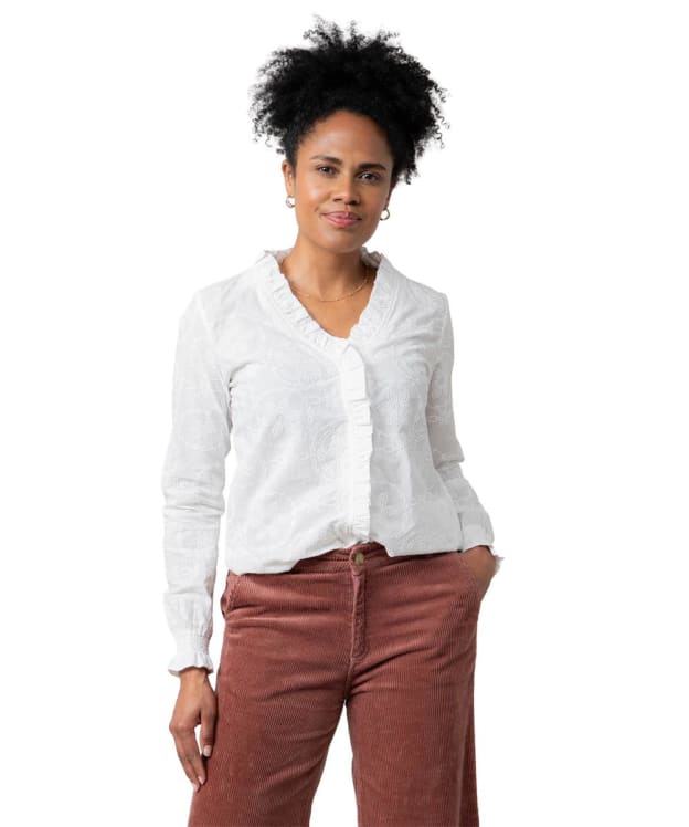 Women's Lily & Me Kit Ruffle Blouse - White