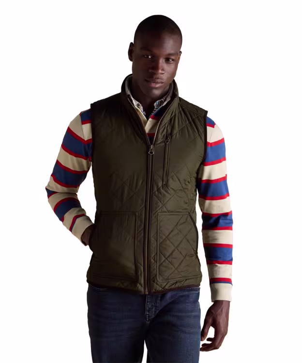 Men's Joules Maynard Diamond Quilted Gilet - Green