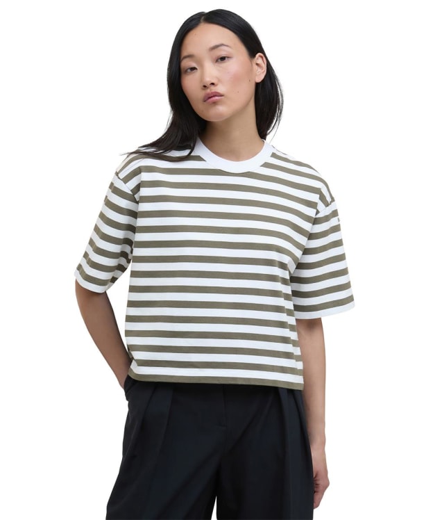 Women's Barbour Phoebe Striped T-Shirt - White / Dusky Khaki