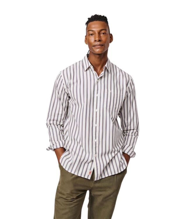 Men's Aubin Gladstone Poplin Shirt - Navy / Port Stripe