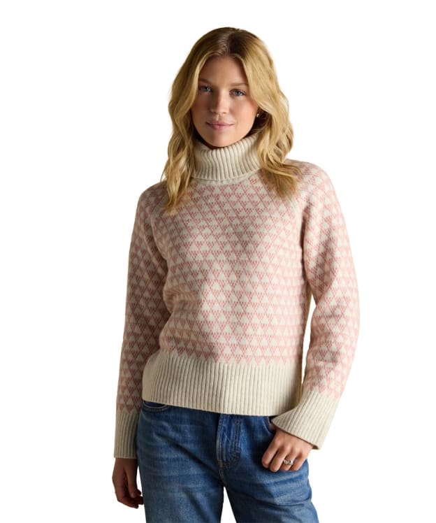 Women's Joules Addison Patterned Knitted Jumper - Pink / Cream