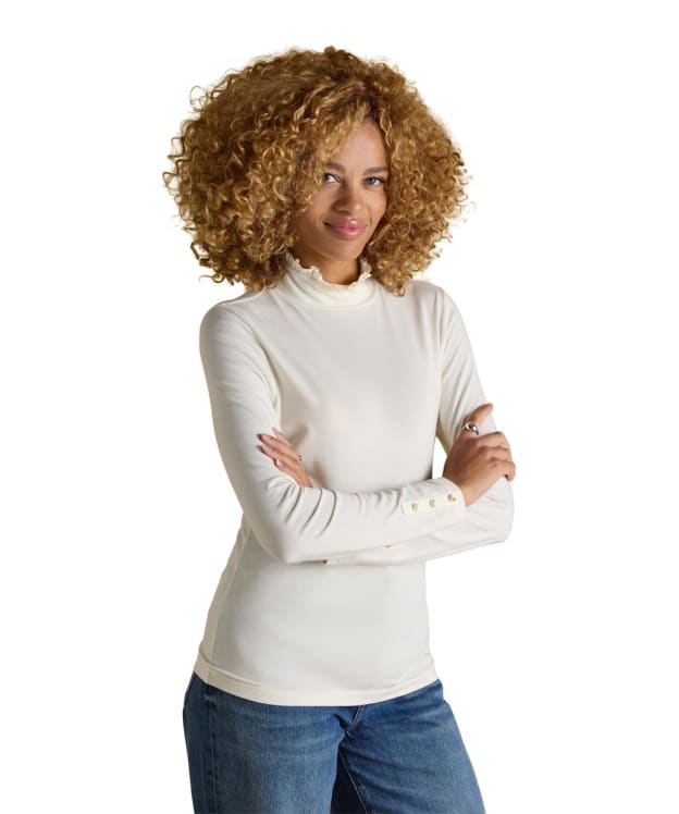 Women's Joules Amy Long Sleeve High Neck Jersey Top - Cream