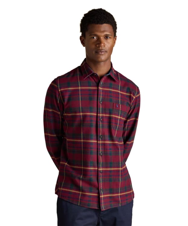 Men's Joules Brushed Flannel Shirt - Burgundy Red