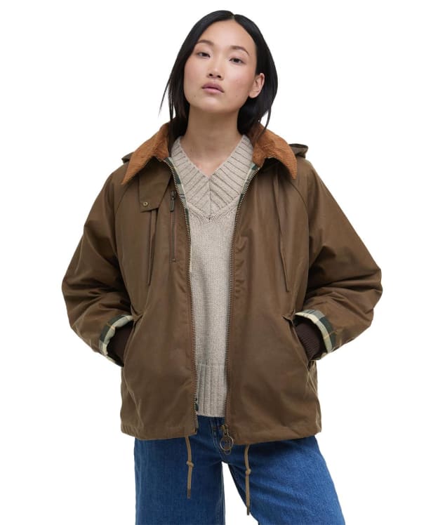 Women's Barbour Premium Transport Waxed Jacket - Sand / Ancient