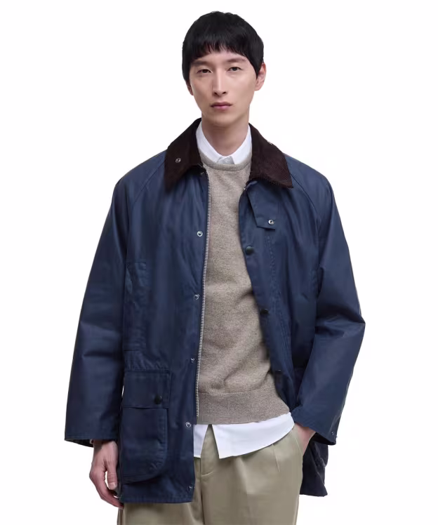 Men's Barbour Oversized Beaufort Waxed Jacket - Washed Cobalt