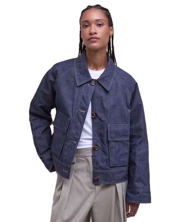 Women's Barbour Demi Showerproof Jacket - Indigo / Hessian Tartan