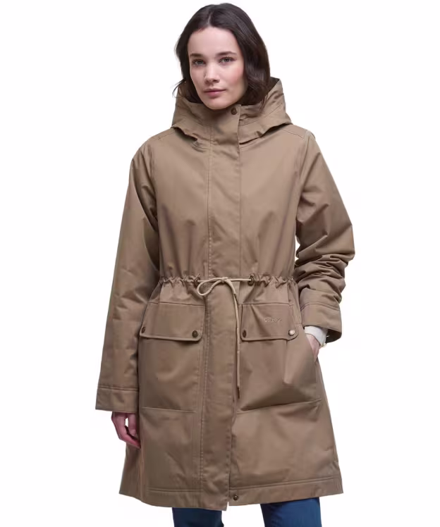 Women's Barbour Bowlees Waterproof Jacket - Military Brown