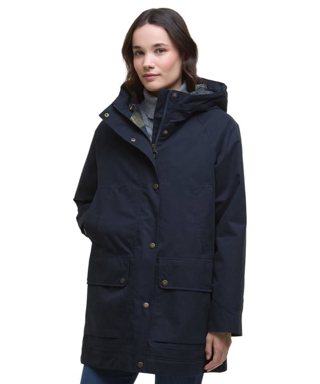 Women's Barbour Winter Beadnell Waterproof Jacket - Deep Navy / Classic Tartan