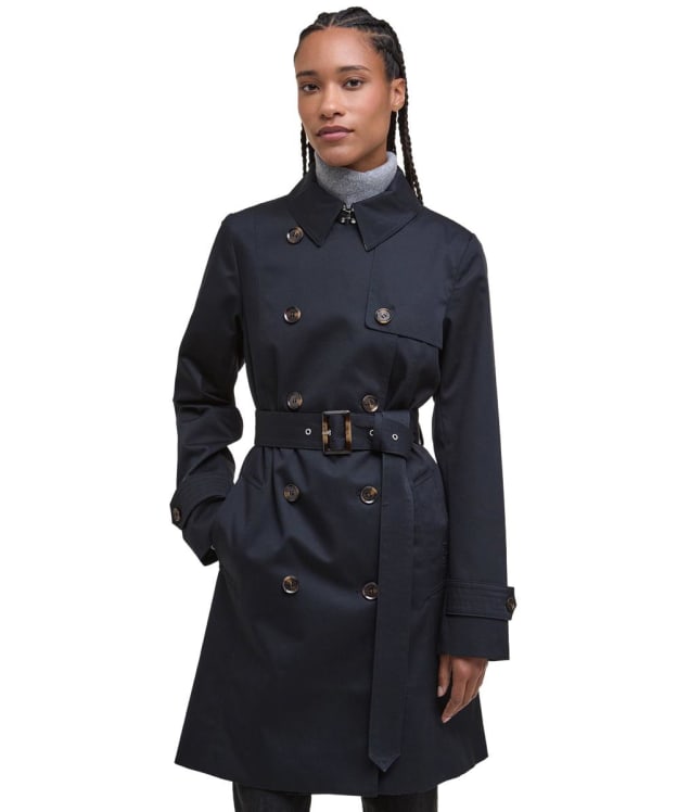 Women's Barbour Short Greta Showerproof Jacket - Dark Navy / Hessian