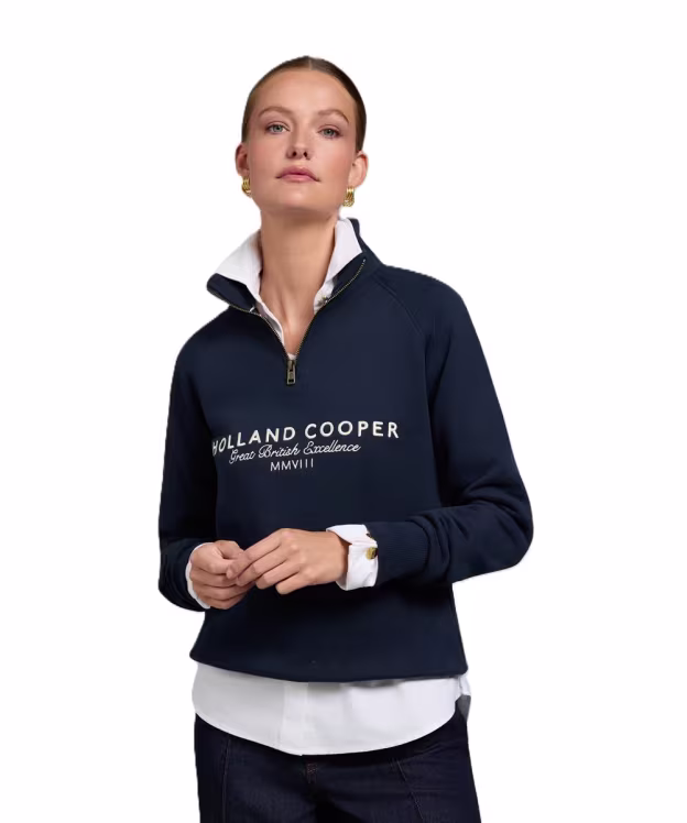 Women's Holland Cooper Sporting Goods Zip Henley - Ink Navy