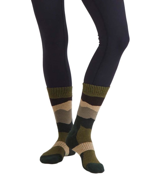 Ridgeline Merino Wool Socks - Mid Length - Olive Stripes