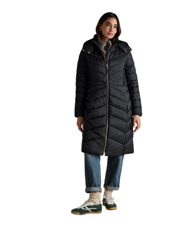 Women's Joules Pembury Showerproof Longline Quilted Jacket - Navy