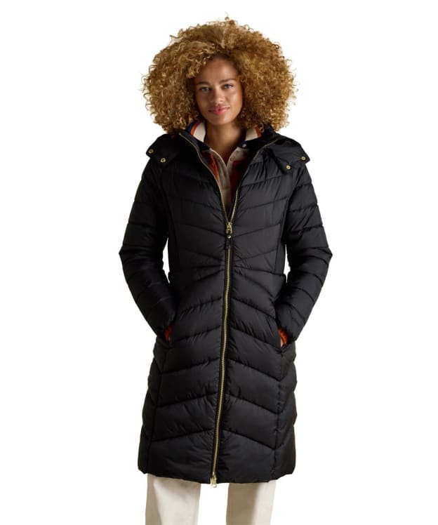 Women's Joules Pembury Showerproof Longline Quilted Jacket - Black