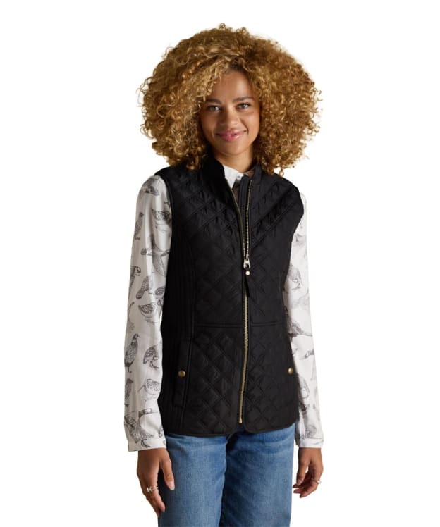 Women's Joules Minx Diamond Showerproof Quilt Gilet - Black