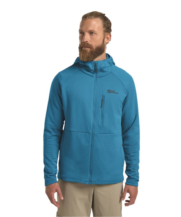 Men's Jack Wolfskin Kolbenberg Hooded Full Zip Fleece - Aurora Blue