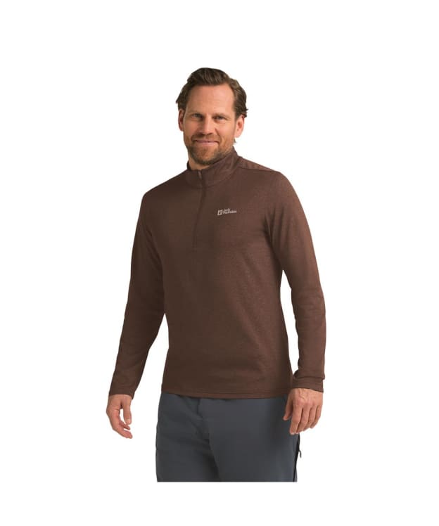 Men's Jack Wolfskin Sky Thermal Half Zip Long Sleeve Base Layer - Hot Choc