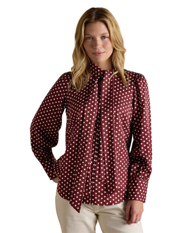 Women's Joules Tabby Tie Neck Blouse - Burgundy Red