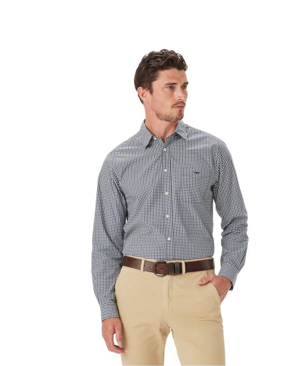 Men's R.M. Williams Classic Poplin Check Shirt - Navy Charcoal