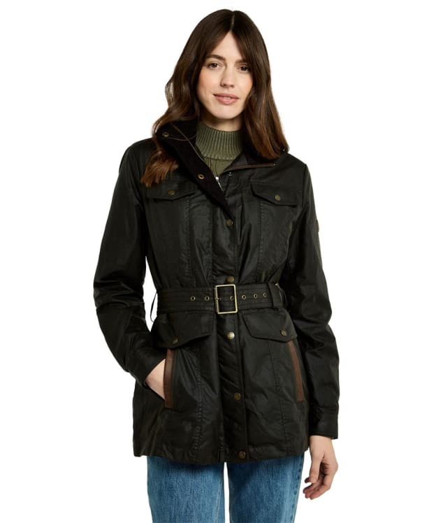 Women's Dubarry Gandon Belted Waxed Jacket - Verdi Gris