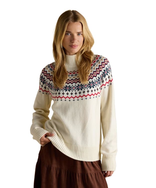 Women's Joules Alba Fairisle High Neck Cotton Rich Jumper - Cream