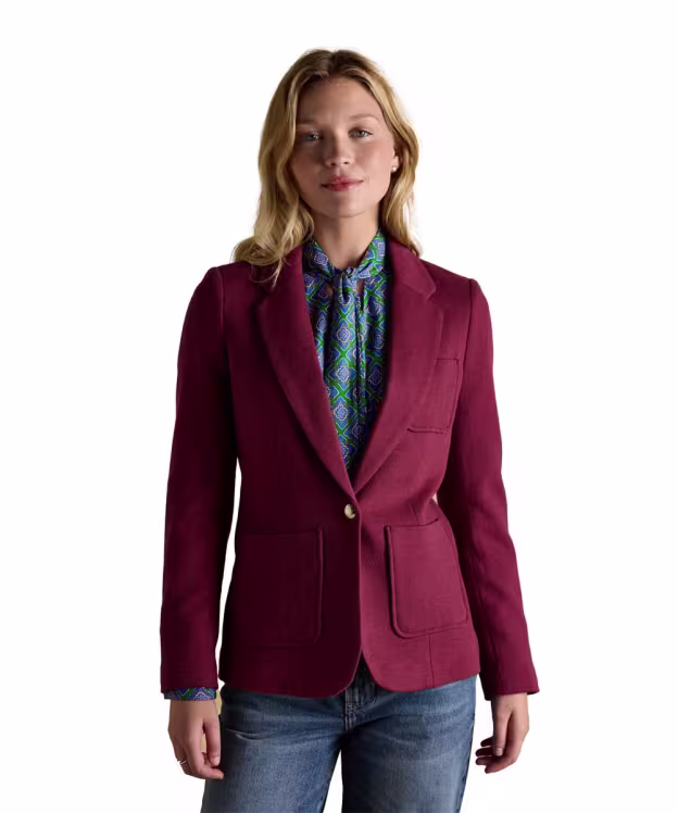 Women's Joules Albury Cotton Blend Blazer - Burgundy
