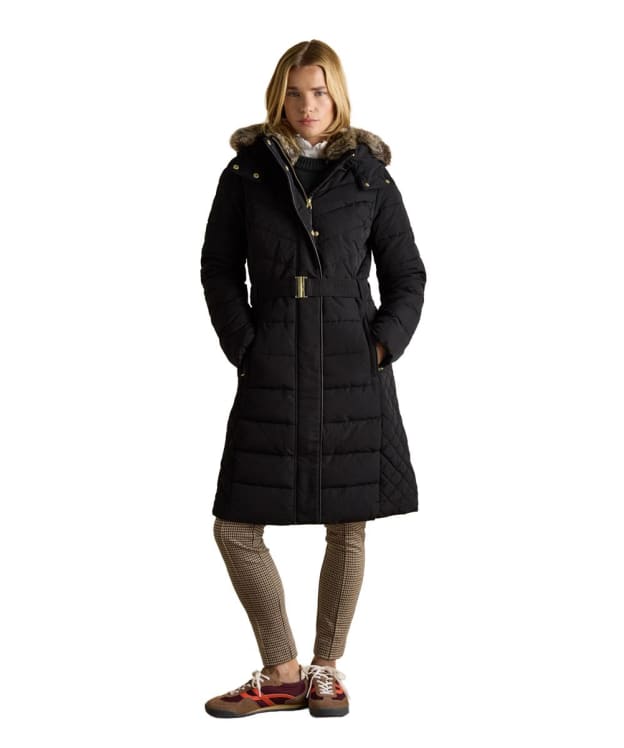 Women's Joules Showerproof Longline Padded Coat - Black