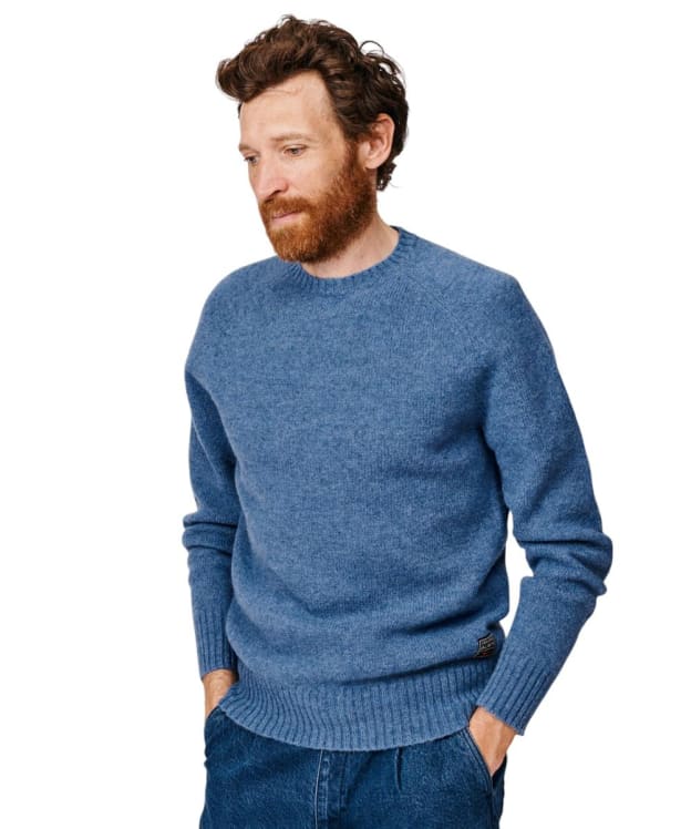 Men's Aubin Prestwick Shetland Crew Sweater - Mid Blue