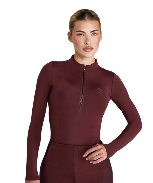 Women's Aztec Diamond Long Sleeve Base Layer - Cherry