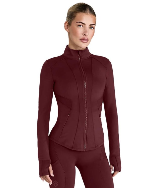 Women's Aztec Diamond Fitted Jacket - Cherry