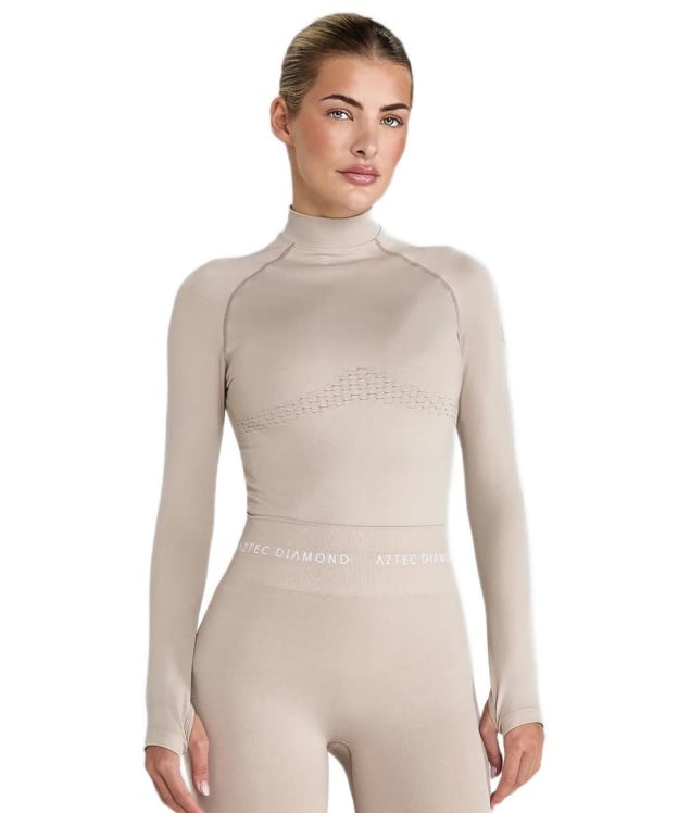Women's Aztec Diamond Thermal Base Layer 3D Knit Top - Nude