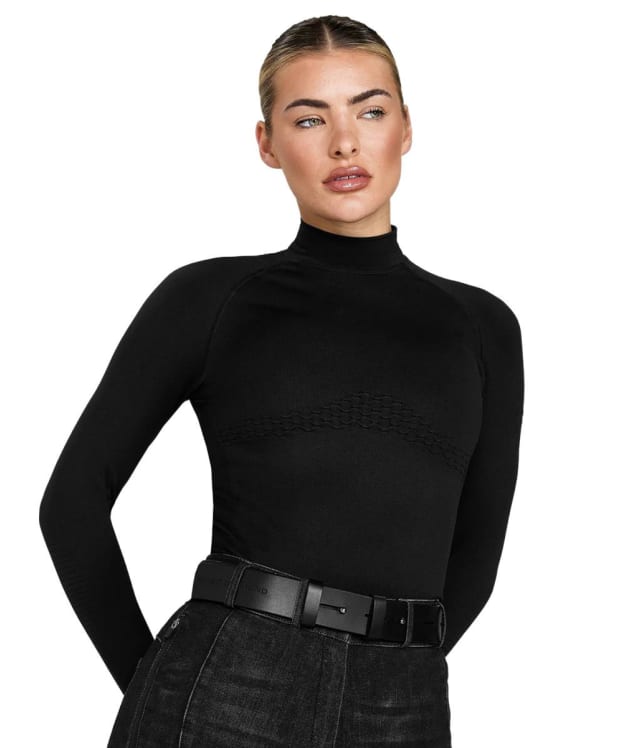 Women's Aztec Diamond Thermal Base Layer 3D Knit Top - Black