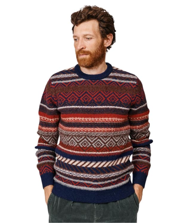 Men's Aubin Fairisle Crew Sweater - Navy / Red Mix